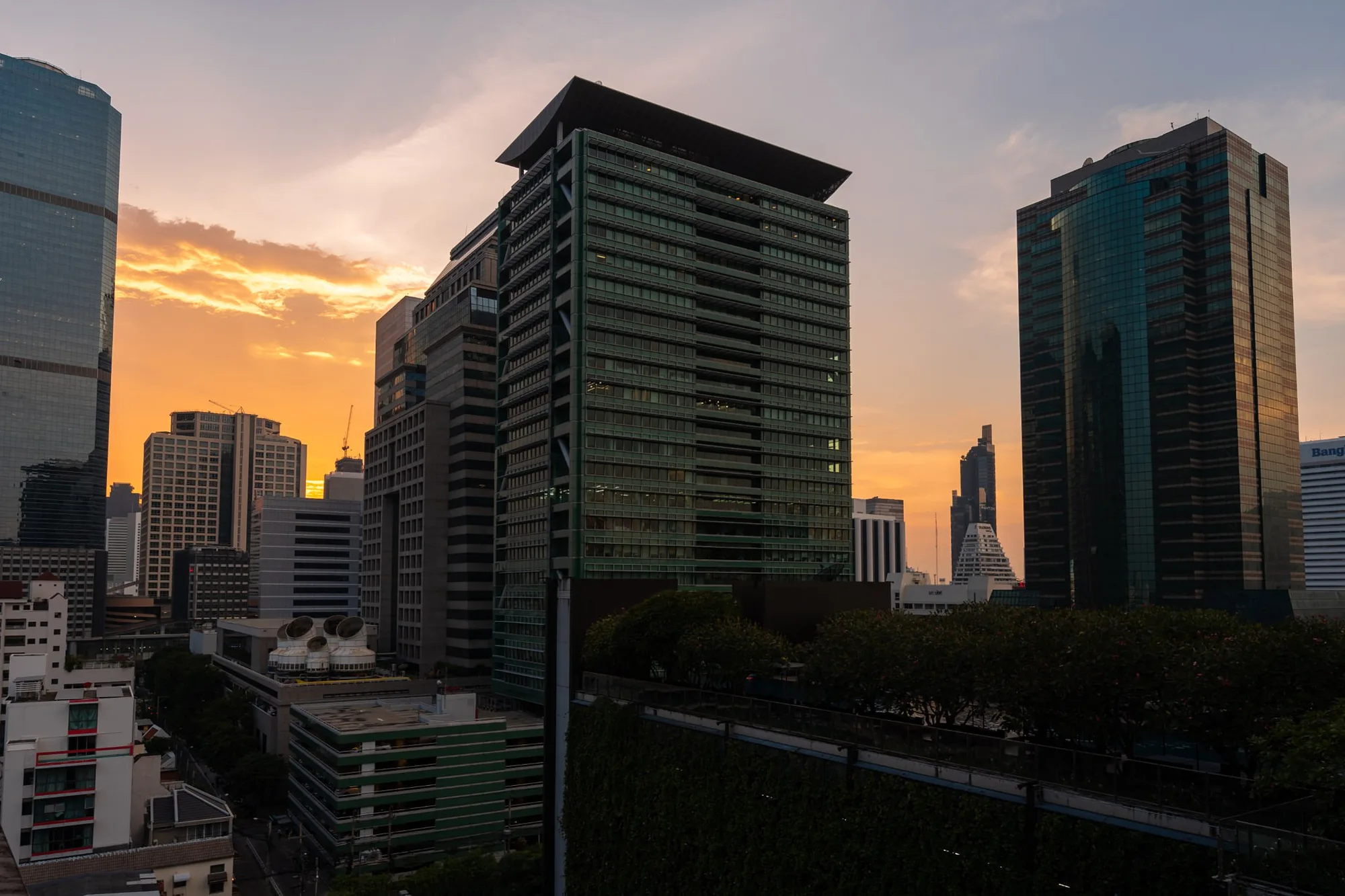 Sathorn skyline at sunset