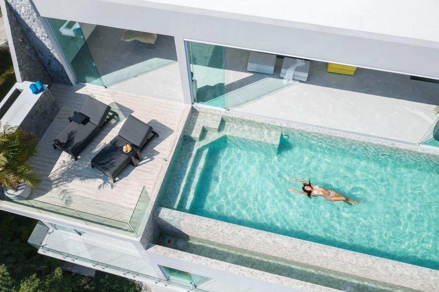 Chaweng Noi villa, aerial pool view