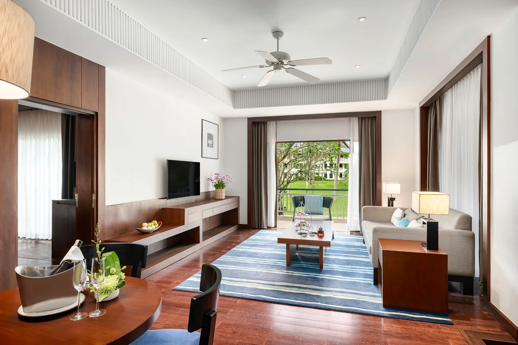 Suite living area opening to the garden