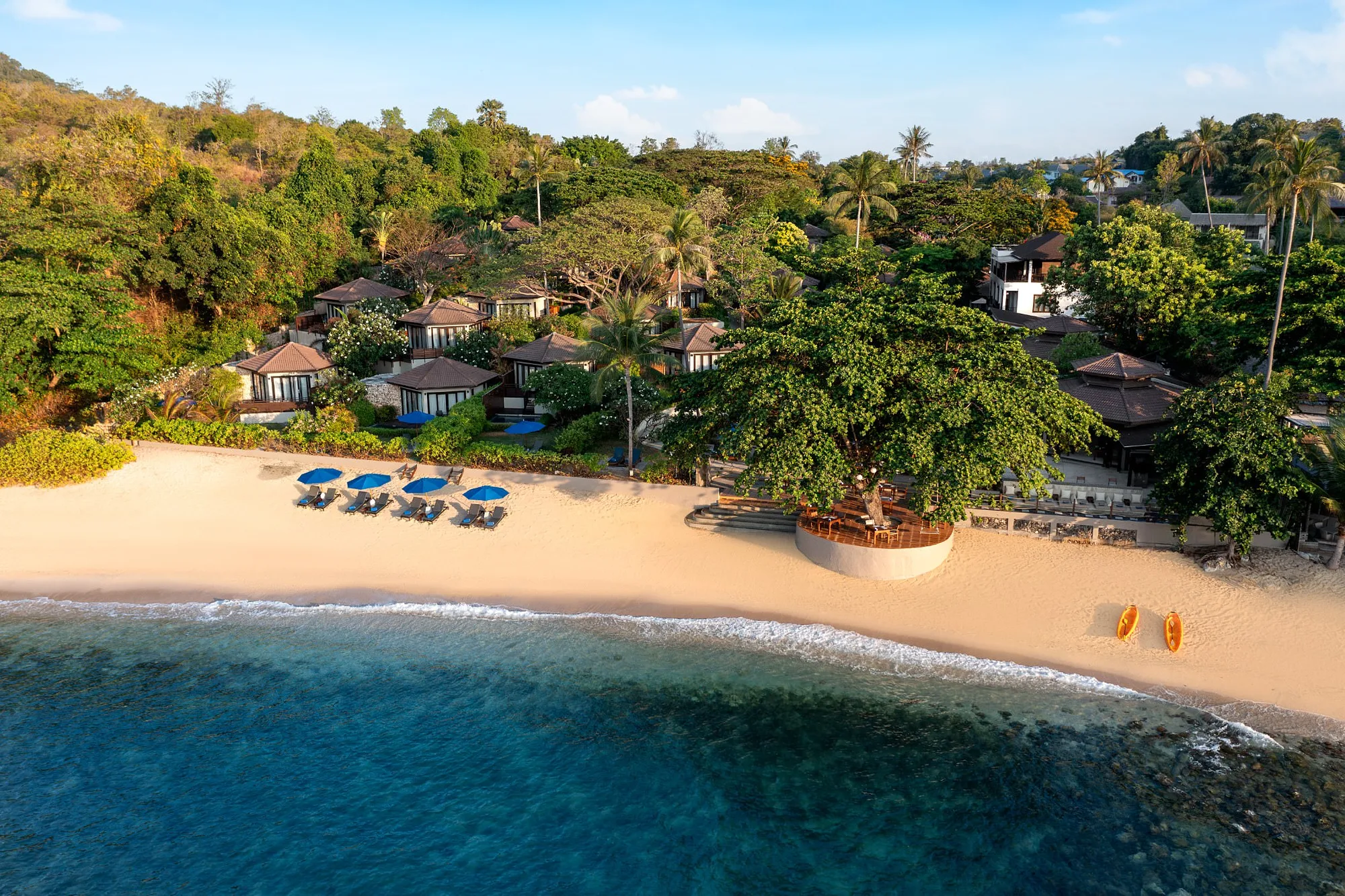Beach and bay from the air