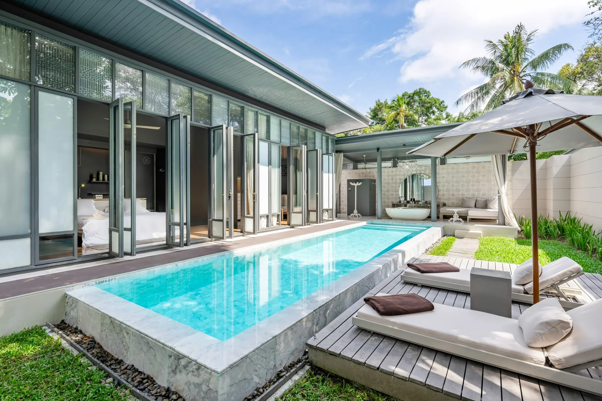 Pool deck and daybeds