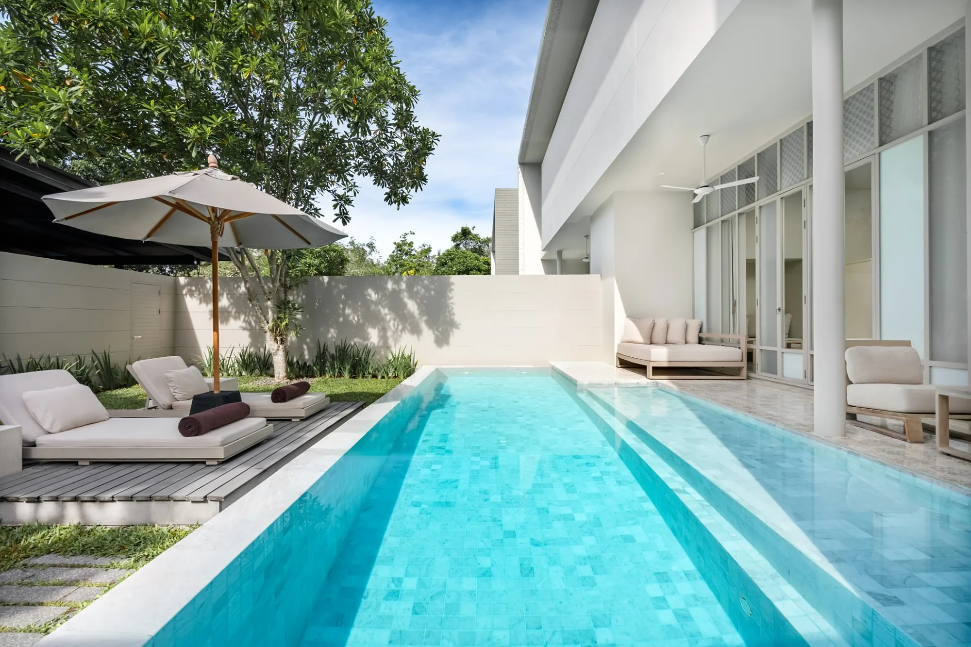 Private pool villa with loungers