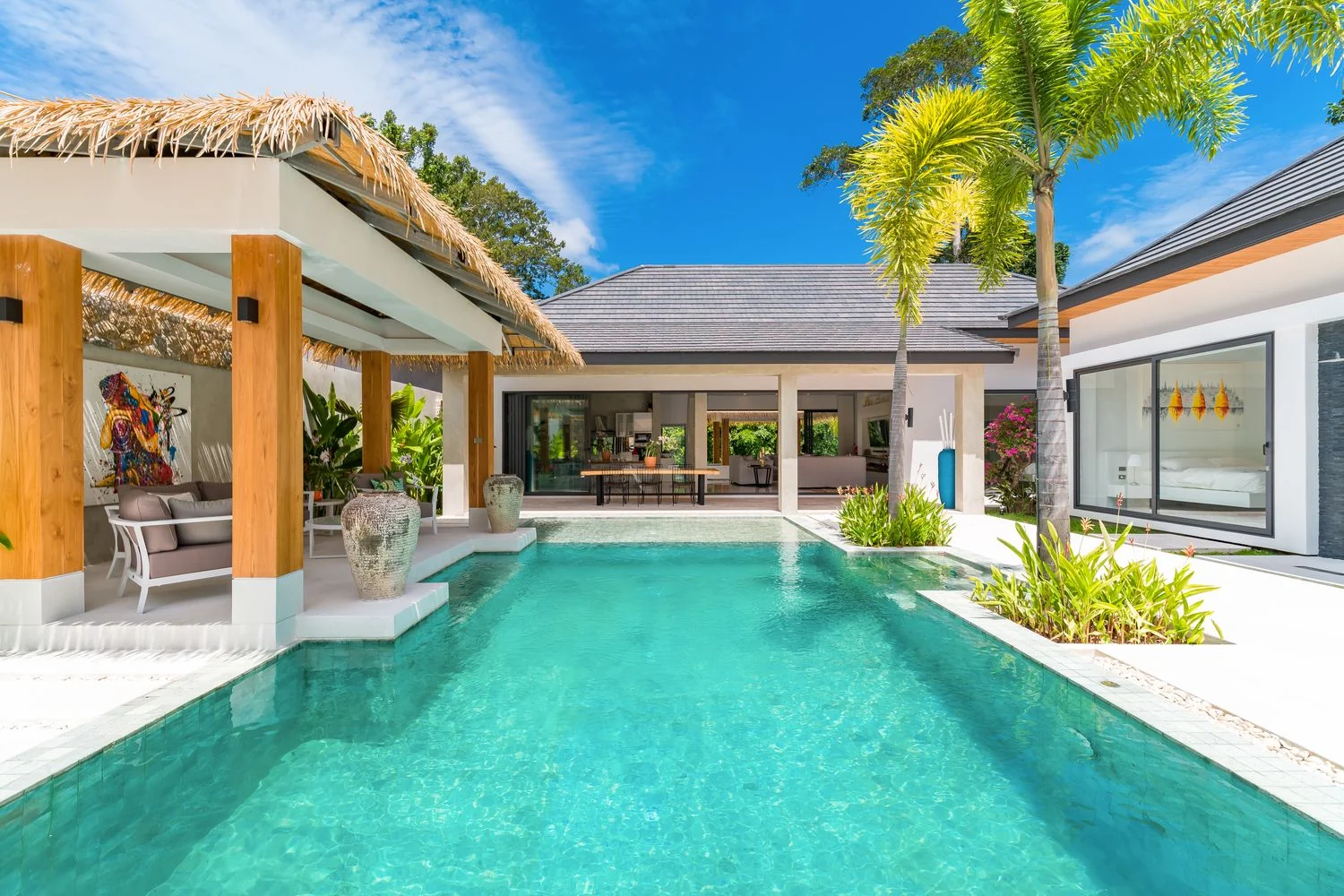 Villa terrace prepared for photography