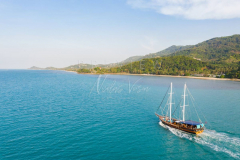 Aerial view sail boat near koh samui