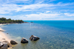 Aerial view rocky lamai beach