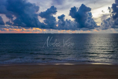 Aerial view beach sunset