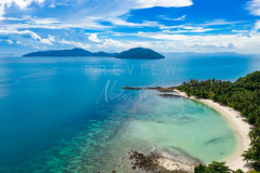 Aerial view laem sor beach and koh tean island