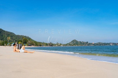 Traveler in empty beach