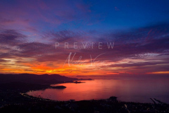 Aerial view north koh samui sunset over bangrak bay