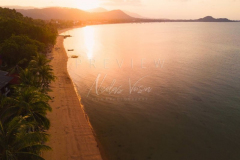 Aerial view bophut beach at sunset