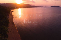 Aerial view bophut beach at sunset