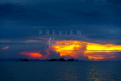 Sunset behind the 5 islands silhouette